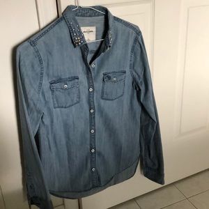 Denim Shirt with Rhinestones